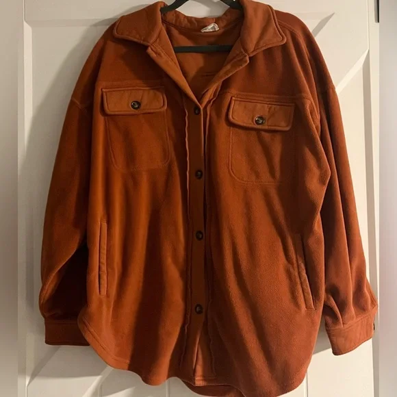 Burnt Orange Cozy Shacket - Picture 2 of 4